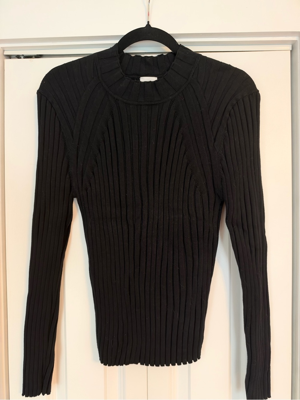 CAbi Black Ribbed Crewneck Sweater